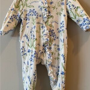 Little Me Blue and Green Floral Footie